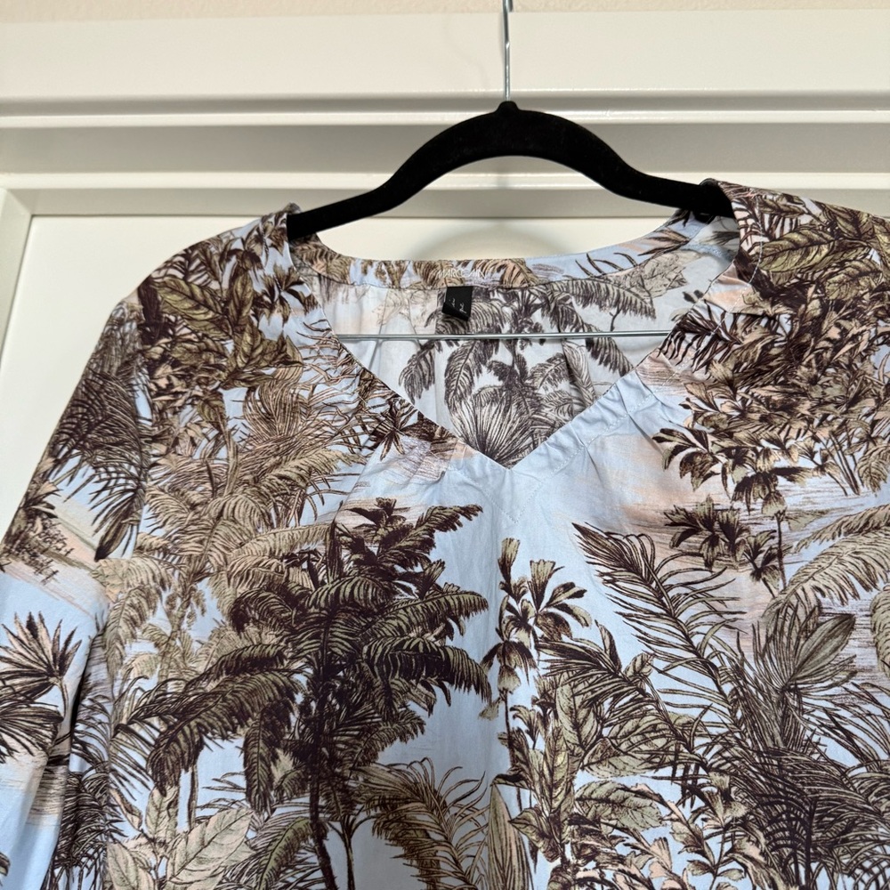 Marc Cain made in Europe tropical vacation botanical palm tree blouse cotton - Picture 5 of 15